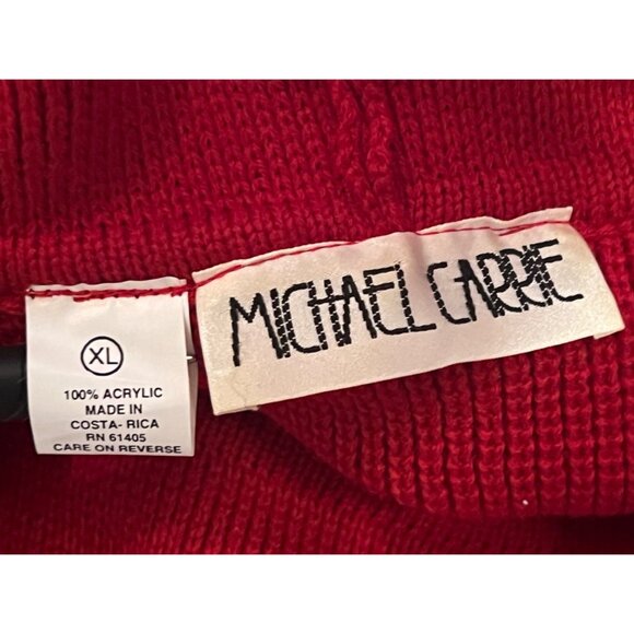 Vintage Red Turtleneck Sweater XL By Michael Carrie Long Sleeve Acrylic - Picture 11 of 15